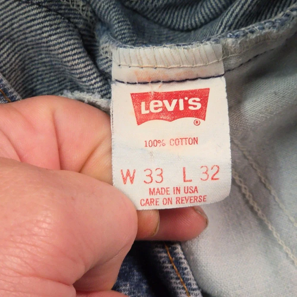 VTG Levis 505 Jeans Mens 33x32 USA Made Orange Tab 90s Grunge Distressed Denim